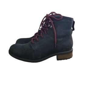 Ugg Denhali black nubuck shearling lace up hiking boots